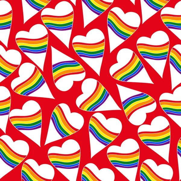 Illustration vectorielle de stock : gay arc-en-ciel sans couture coeur — Image vectorielle