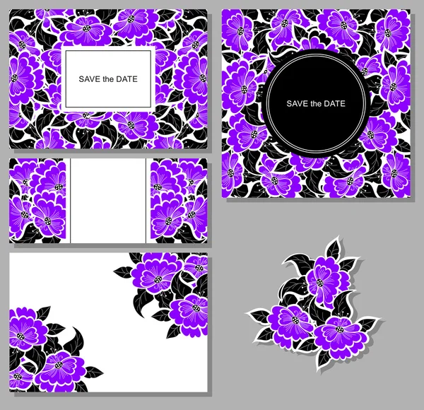 Ensemble de décors floraux avec espace pour votre texte — Image vectorielle