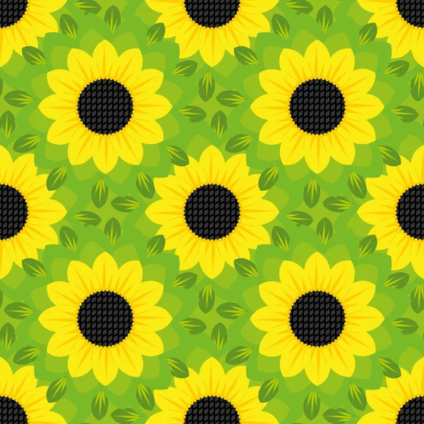 Fond floral sans couture tournesols — Image vectorielle