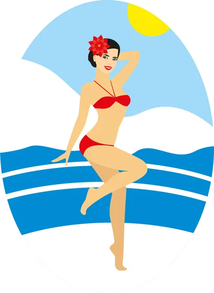 Girl in a bathing suit - Stock Illustration — Stock Vector