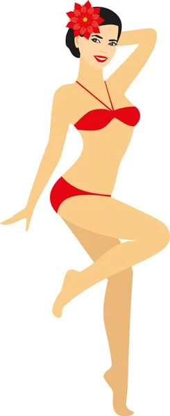 Girl in a bathing suit - Stock Illustration - Stok Vektor