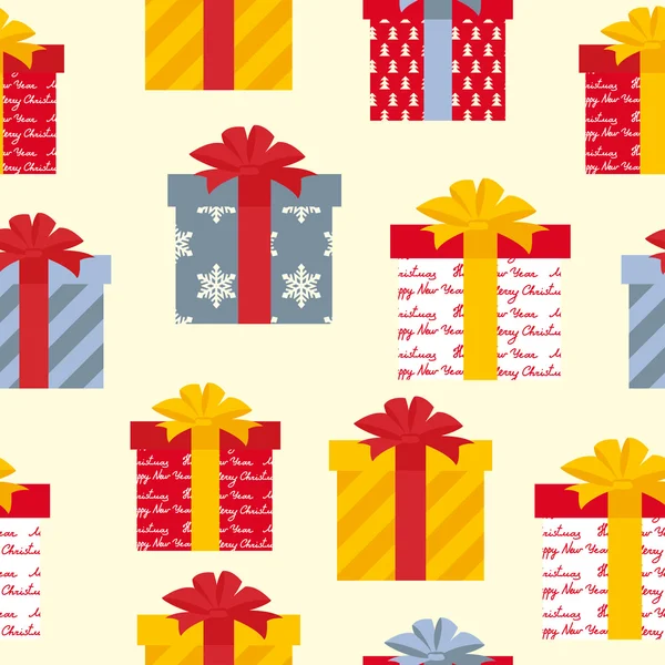 Stock vectorillustratie: kerstcadeautjes naadloze patroon — Stockvector
