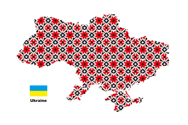 Stock Vector Illustration: Map of Ukraine with Ukrainian ethnic ornament — Stock Vector