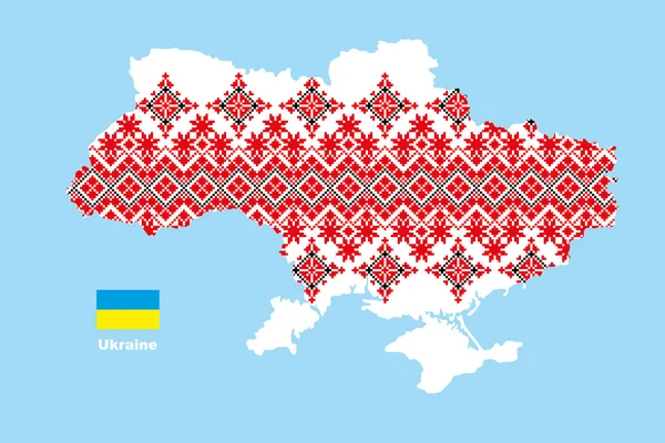 Karte der Ukraine mit ukrainischem ethnischen Ornament — Stockvektor