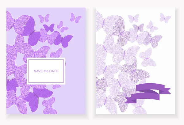 Ensemble de décors avec des papillons avec de l'espace pour votre texte — Image vectorielle