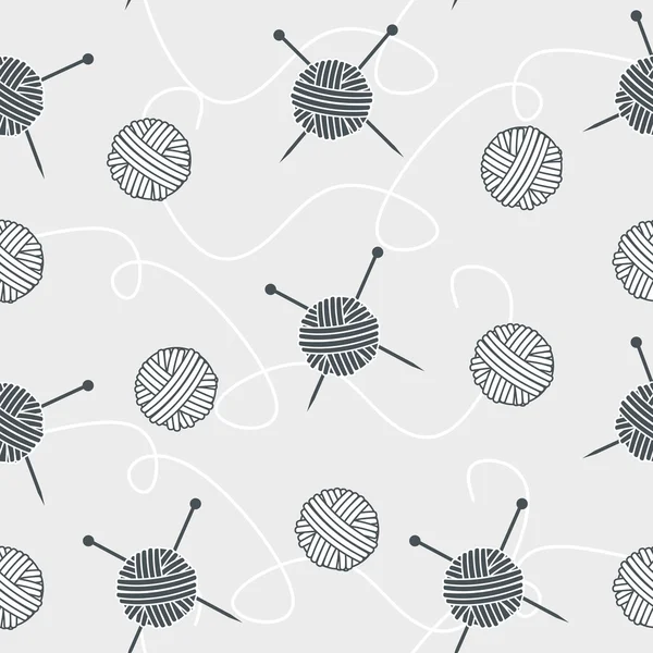无缝背景球的毛线和编织针 — 图库矢量图片