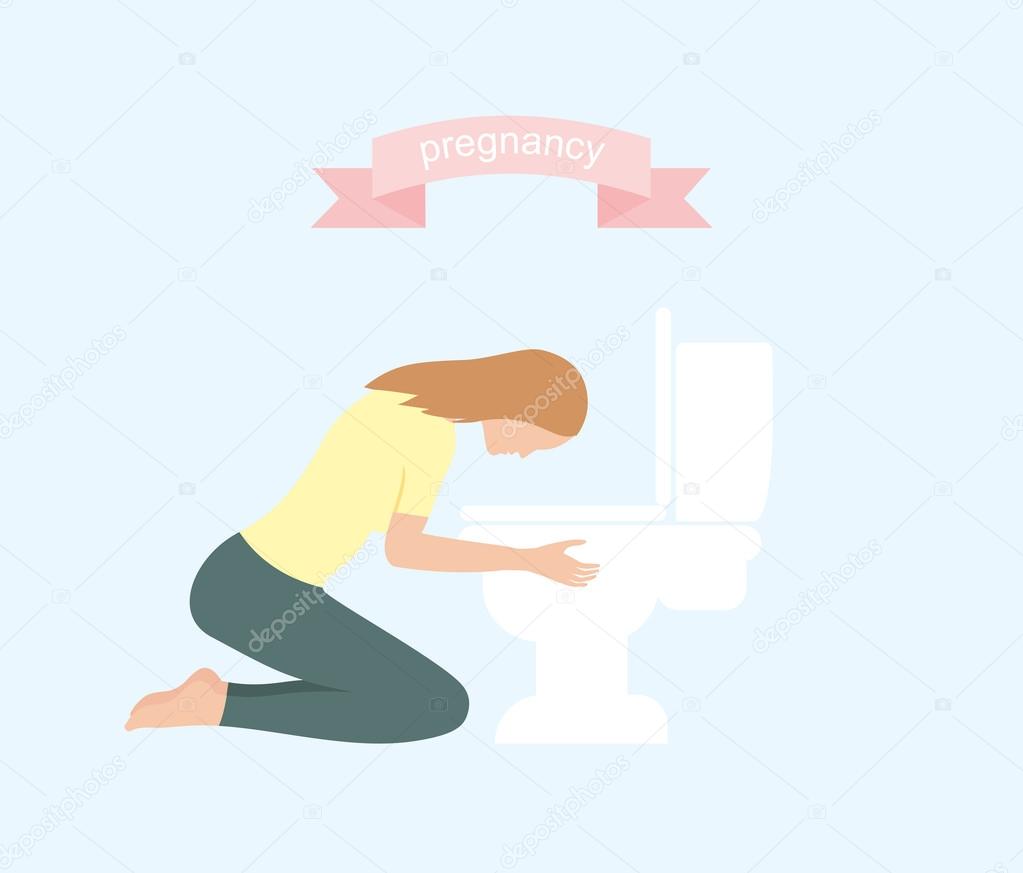 Woman Experiencing Morning Sickness. signs of pregnancy symptoms.