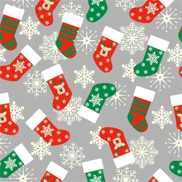 Vektoros illusztráció: karácsonyi harisnya zökkenőmentes minta. — Stock Vector