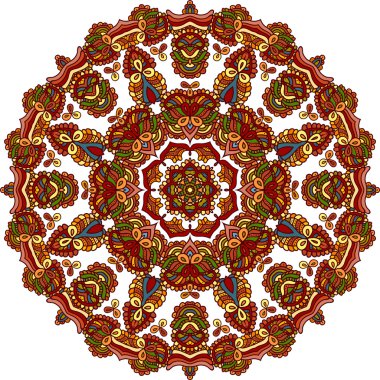 Mandala geometrik yuvarlak süsleme, dairesel soyut desen. Elle çizilmiş dekoratif vektör tasarım öğesi