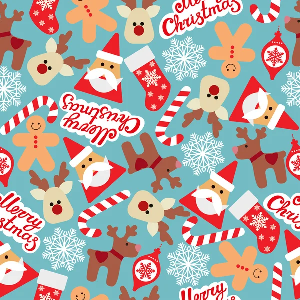 Yeni yıl ve Noel günü simgeleriyle kusursuz düz desenli vektör