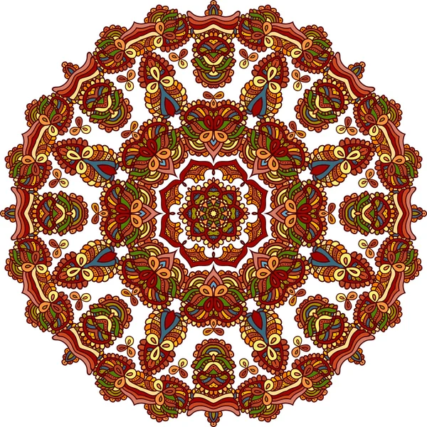 Ornamento redondo geométrico mandala, patrón abstracto circular. Elemento de diseño vectorial decorativo dibujado a mano — Archivo Imágenes Vectoriales