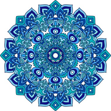 Mandala geometrik yuvarlak süsleme, dairesel soyut desen. Elle çizilmiş dekoratif vektör tasarım öğesi