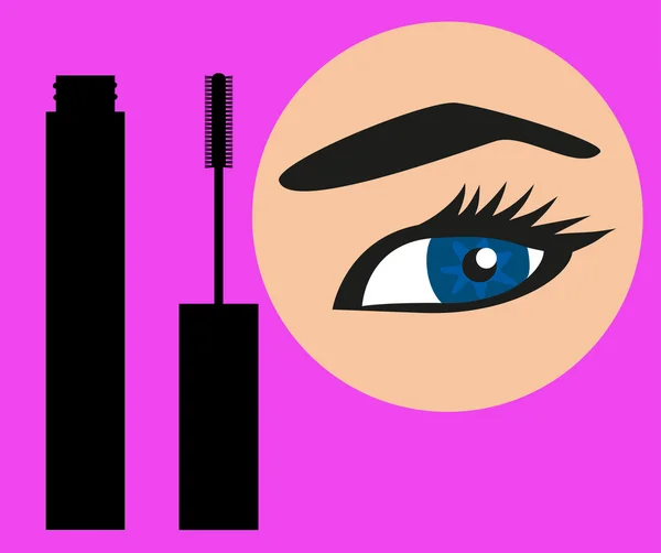 Beautiful woman eye and mascara . Vector illustration. — Stock Vector