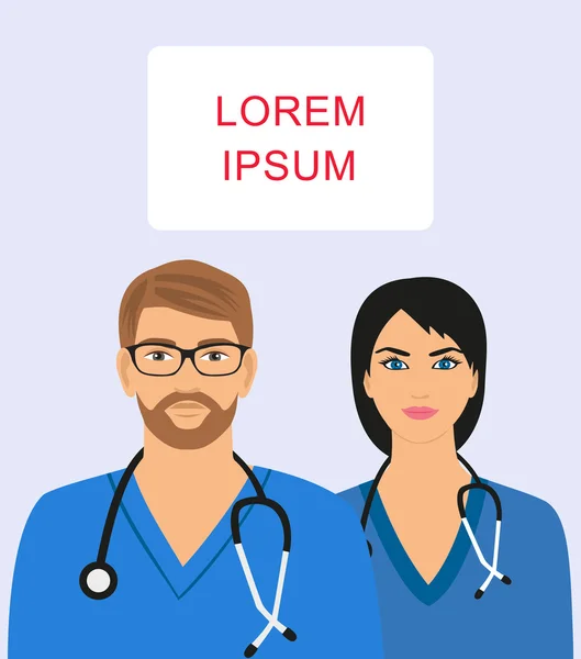 erkek ve kadın doktor stetoskop ile gösteren resim