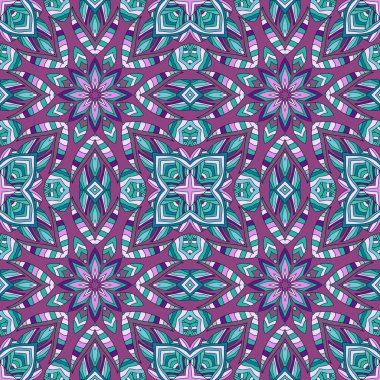 Sorunsuz patchwork tasarlamak çerçeve trendy renkli çiçek çiçek fayans daireler. Duvar kağıdı, yüzey dokuları, kumaş Tekstil renk örneği için.