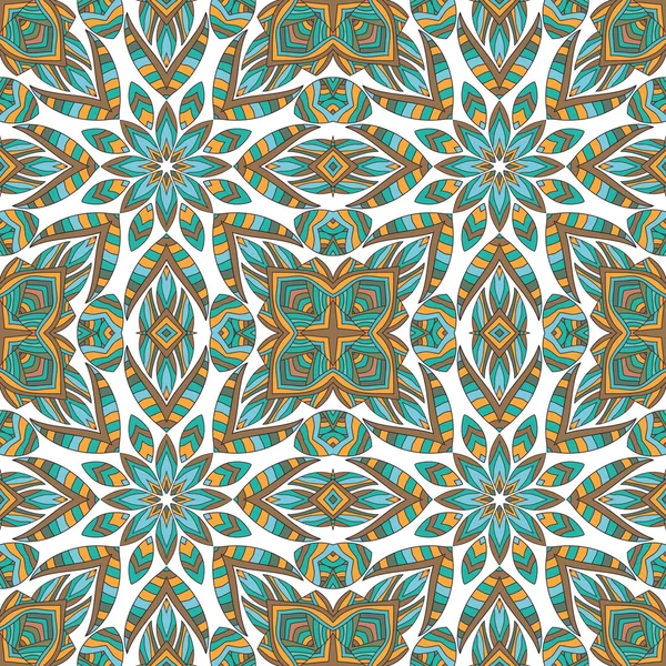 Marco de patrón de mosaico sin costuras de los círculos de azulejos de flores florales de colores de moda. Para papel pintado, texturas superficiales, muestras textiles de tela . — Archivo Imágenes Vectoriales