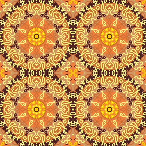Marco de patrón de mosaico sin costuras de círculos de azulejos de colores de moda. Para papel pintado, texturas superficiales, muestras textiles de tela — Archivo Imágenes Vectoriales