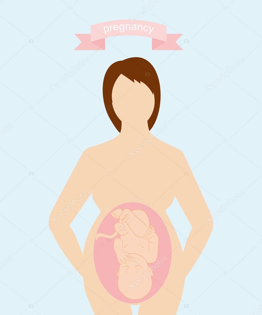 Illustration of Pregnant Woman and Her Fetus