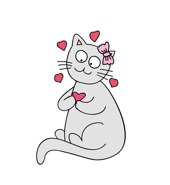 Illusztráció egy macska, a szív — Stock Vector
