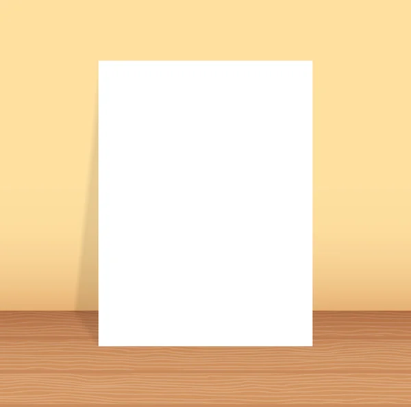 Ulotka pusty projekt dla twojego projektu. Biały papier stojący na powierzchni i zwalnia cień na ścianie. To może służyć za prezentacje, plakaty, ulotki i czasopism. Ilustracja wektorowa — Wektor stockowy