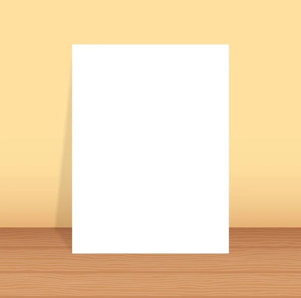 Diseño de volante vacío para su proyecto. Papel blanco de pie en la superficie y libera una sombra en la pared. Se puede utilizar para sus presentaciones, carteles, volantes y revistas. Ilustración vectorial — Vector de stock