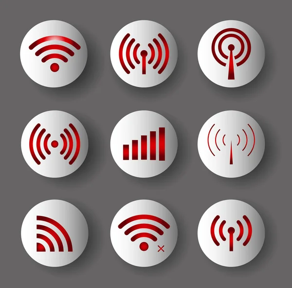 Set of vector Wi-Fi and Wireless icons for remote access and communication via radio waves. — Stock Vector