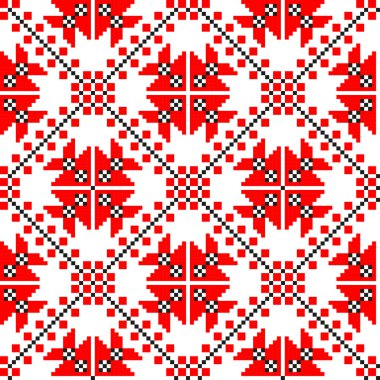 Dikişsiz desen halk tarzında. kırmızı-siyah