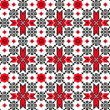 Dikişsiz desen halk tarzında. kırmızı-siyah