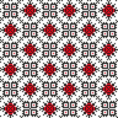 Dikişsiz desen halk tarzında. kırmızı-siyah