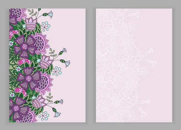 Ensemble de décors floraux avec espace pour votre texte — Image vectorielle