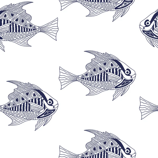 Stock Vector Ilustração: peixe sem costura — Vetor de Stock