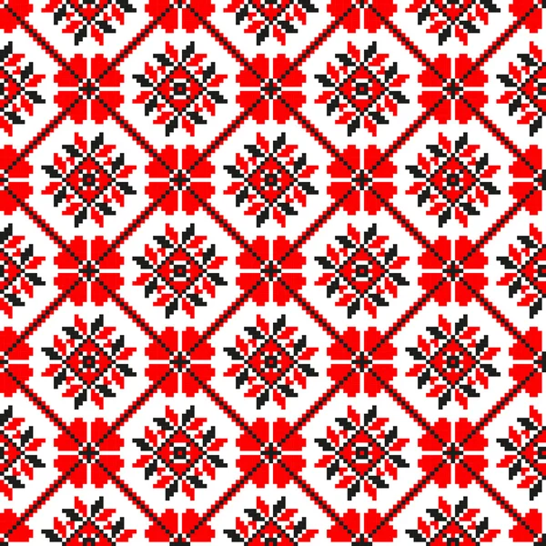Seamless mönster i folklig stil. röd-svart — Stock vektor
