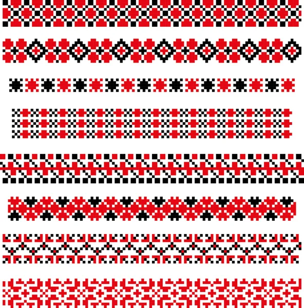 Naadloze abstracte sjabloon strip voor uw ontwerp in de folk stijl. rood — Stockvector