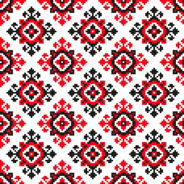 Безшовний візерунок у народному стилі. червоно-чорний — стоковий вектор