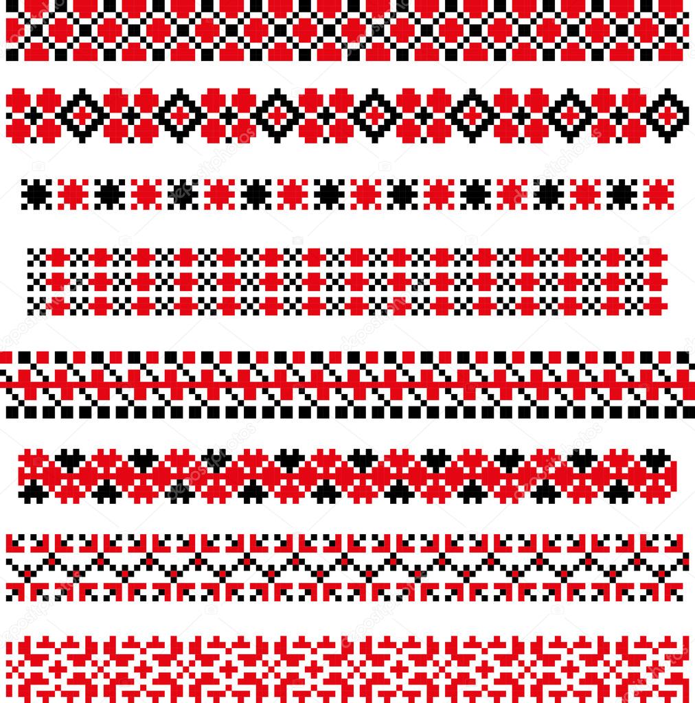 Seamless abstract template strip for your design in folk style. red