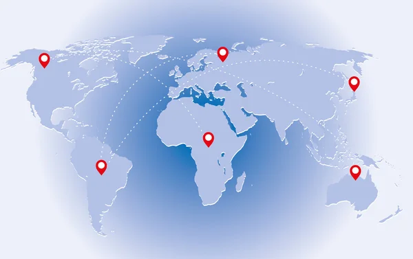 Imagem de fundo com mapa do mundo e linhas de conexão — Vetor de Stock