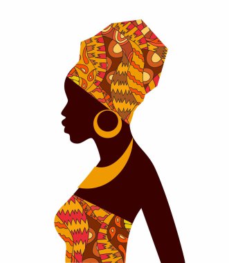 profile küpeleri ile Afrikalı kız silüeti.