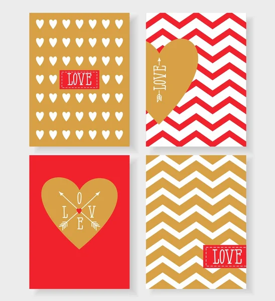 Conjunto de las tarjetas para su diseño. Amor. Tarjetas para las vacaciones. Día de San Valentín. Ilustración vectorial . — Vector de stock