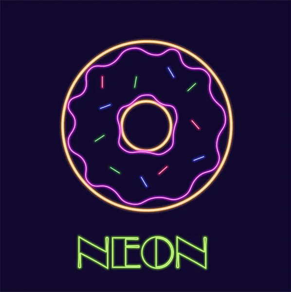 Neon Donut Illüstrasyon Işık Arkaplanı — Stok Vektör