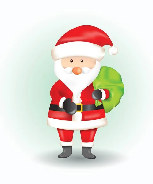 Funny Santa Claus Con Una Ilustración Bolsa Verde — Vector de stock