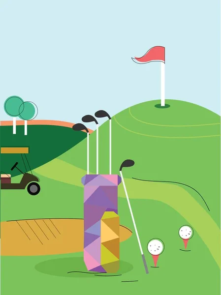 高尔夫扁平几何错觉活动运动 — 图库矢量图片