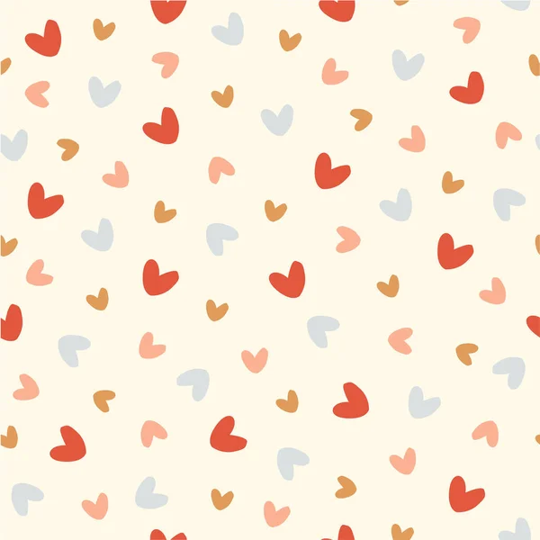 Renkli kalpleri olan sevimli, kusursuz vektör deseni. Aziz Sevgililer Günü desen tasarımı 