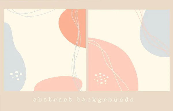 Bir dizi soyut geçmiş. Minimalist sanat. Afişler, posterler, el ilanları, kapaklar için soyut bir şablon. Elle çizilmiş çeşitli şekiller, çizgiler, noktalar, damlalar, kıvrımlar. Çağdaş modern Vektör 