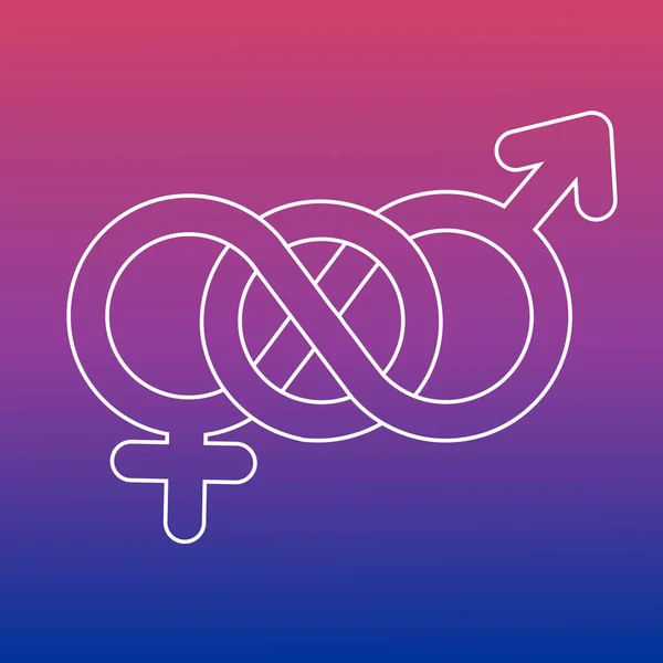 Bisexual symbol outline icon on colorful background. Sexual orientation concept. Sign for web page, mobile app, banner, social media, button, logo