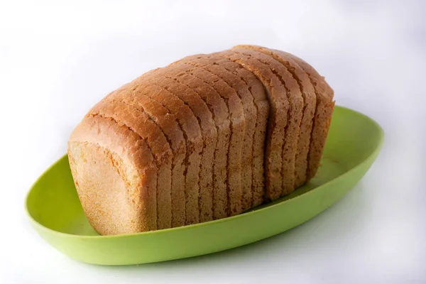 Pão Prato Pão Comida Bolo Fatia Isolado Pão Café Manhã — Fotografia de Stock