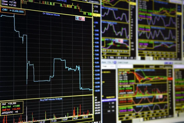 Grafici degli strumenti finanziari sul monitor di un computer . — Foto Stock