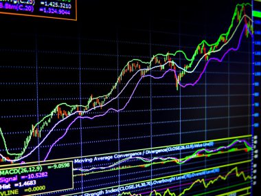 Bir bilgisayarın monitörde finansal kalemlerin grafikler.