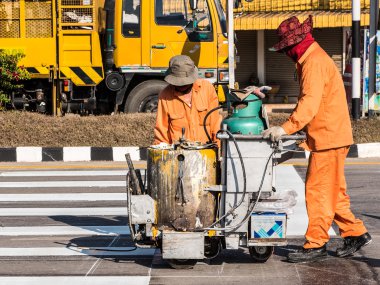 Road Marking Workers at Work. clipart