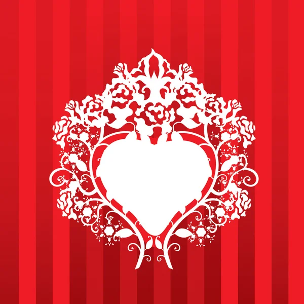 Diseño con corazón y rosas marco vectorial — Vector de stock