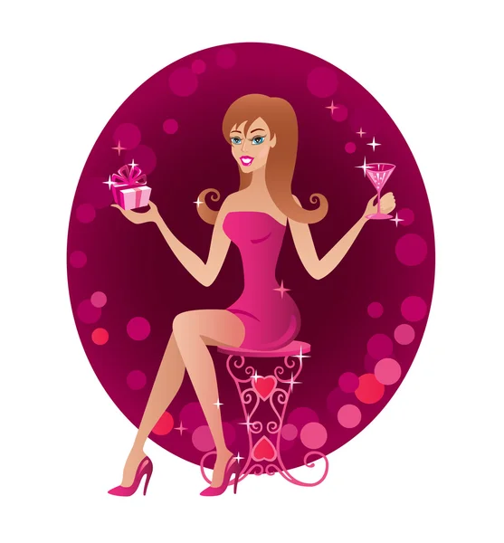 Pretty girl celebrating some event vector — Stock Vector